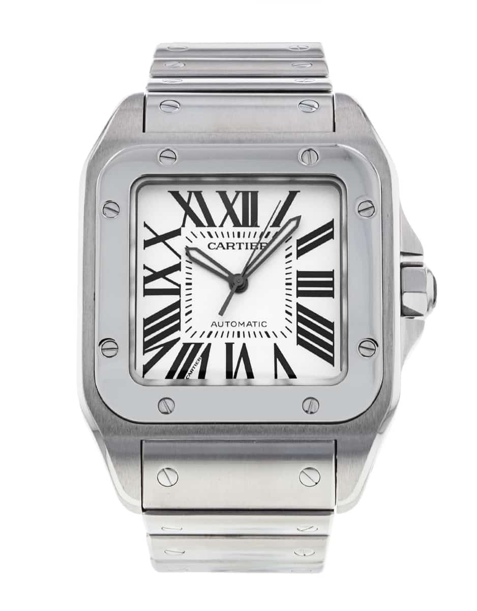 Cartier Santos 100 Silver Roman Numeral Dial